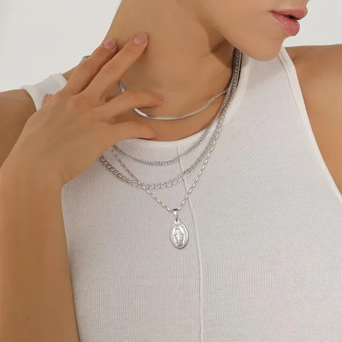 Miniatura 26 de U7 Saint Benedict/Michael Medal Necklace, 316L Stainless Steel Virgin Mary Necklace for Men Women, Bible Verse Protection Necklace Catholic