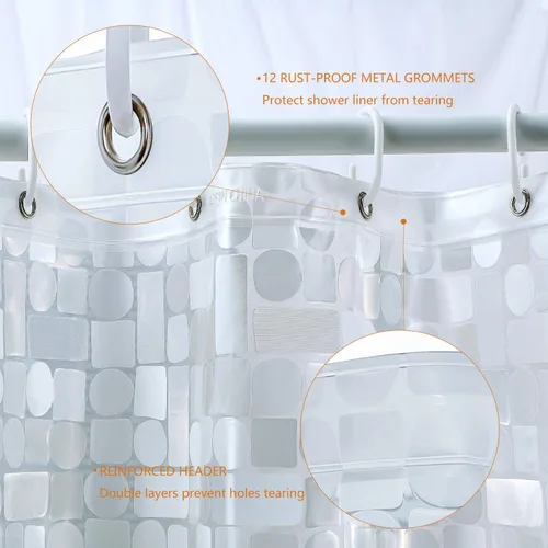 Miniatura 2 de WELTRXE - Cortina de ducha EVA impermeable, transparente de 8G, cortina de ducha de plástico resistente con imanes para cabina de ducha en el baño