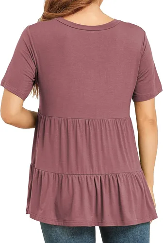 Miniatura 4 de Xpenyo Camisetas de maternidad para mujer de manga corta escalonadas básicas casual para embarazo