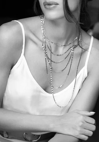 Miniatura 4 de Miabella 925 Sterling Silver Italian Sparkle Mirror Link Chain Necklace for Women Teen Girls, Made in Italy