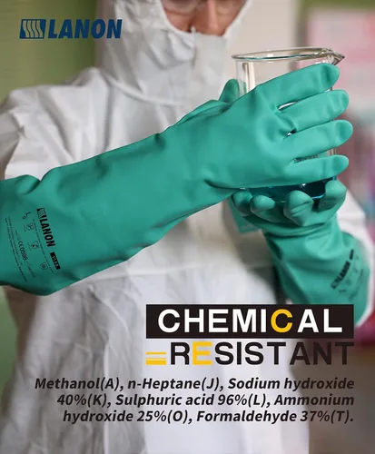 Miniatura 2 de LANON - Guantes de nitrilo resistentes a productos químicos, guantes de trabajo de seguridad reutilizables y resistentes, protección de ácidos