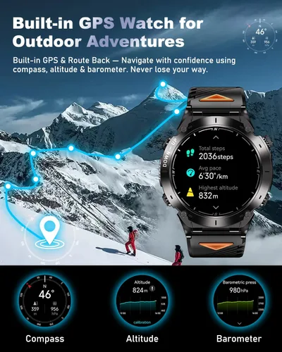 Miniatura 2 de GPS Military Smart Watch For Men With Bluetooth Call, 1.43" AMOLED Waterproof Fitness Tracker With Heart Rate/Sleep Monitor/Flashlight, 170+ Sports