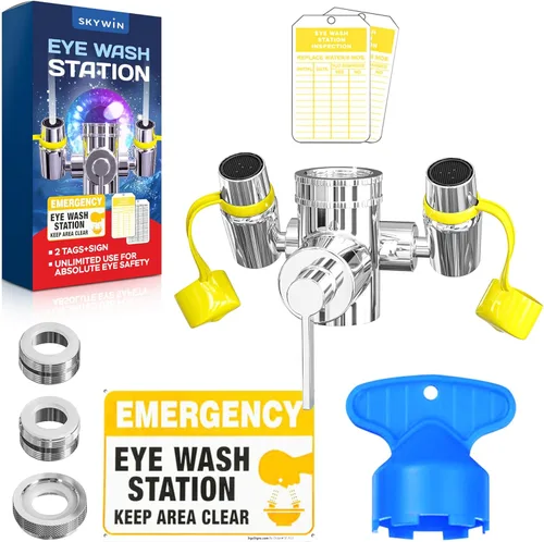 TidyFriend Kit de lavado de ojos – Accesorio de fregadero de estación de lavado de ojos de emergencia montado en grifo – 1 estación de lavado de