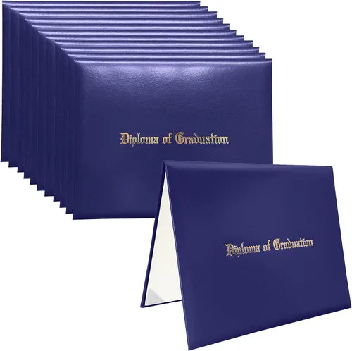 Miniatura 6 de Funda para diploma 8.5”x11” impresa “Diploma de Graduación” en cuero sintético acolchada y rica en color de TngHui, negra
