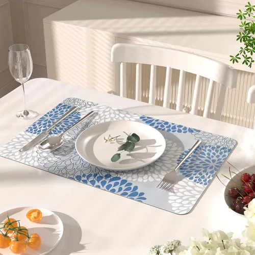 Miniatura 6 de QIYI Juego de 4 manteles individuales de piel sintética de 12 x 18 pulgadas para cocina y comedor, resistentes al calor, antideslizantes
