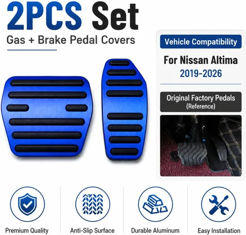 Miniatura 6 de Great-luck Cubiertas de pedal de acelerador de gas de aleación de aluminio, antideslizantes, sin perforación, pastillas de pedal de freno para Azul