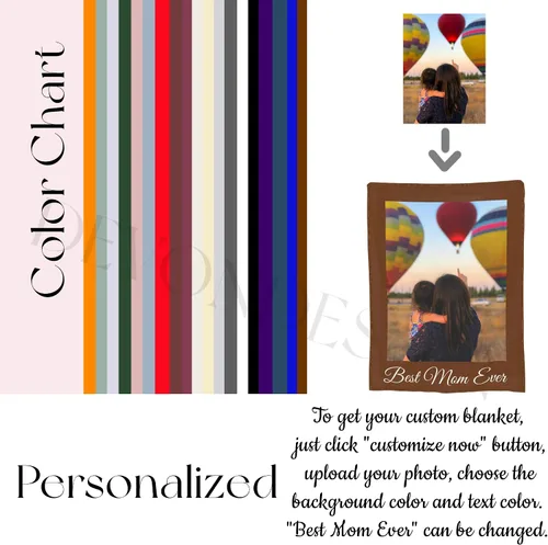 Miniatura 2 de Manta de fotos personalizada, manta personalizada para mamá con foto y texto, manta de franela suave personalizada para regalo para el día