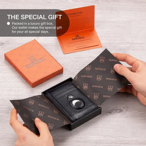 Miniatura 5 de KONACK Minimalist Wallet For Men with RFID Blocking Front Pocket Bifold Leather Mens Wallet with Gift Box