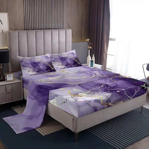 Miniatura 12 de Erosebridal Juego de sábanas tamaño individual de acuarela gris con mármol negro para niños y adolescentes, juego de ropa de cama