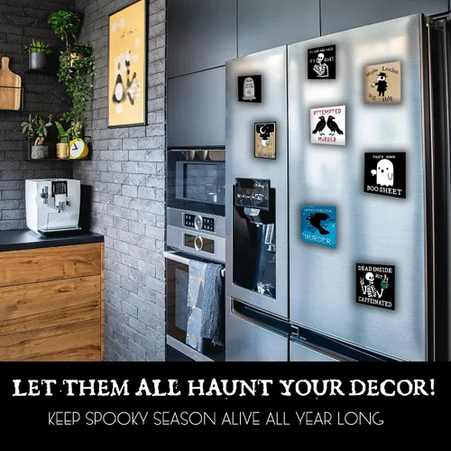Miniatura 5 de Imán de esqueleto con texto en inglés "I'll Just Wait Until It's Quiet" – Decoración gótica humorística para el hogar y la oficina, apartamento