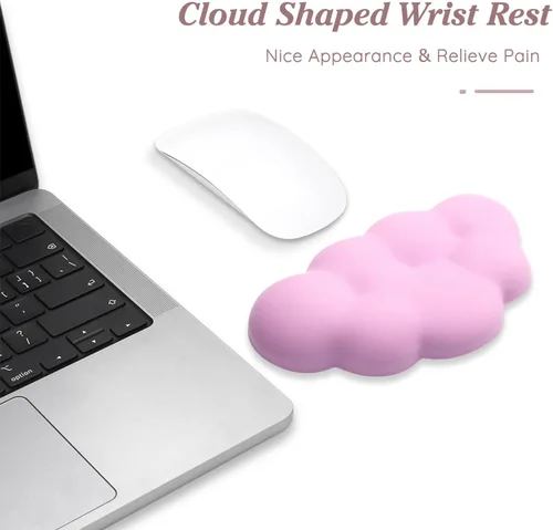 Miniatura 4 de Cloud - Cojín ergonómico para reposamuñecas de ratón de piel sintética suave con espuma viscoelástica para aliviar el dolor de muñeca, almohadilla