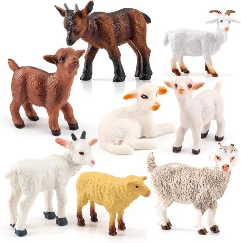 LC JoyCre Figuras de cordero a granel 8 piezas de juguetes de cordero para niños pequeños, juguetes de oveja, figuras de animales de granja,