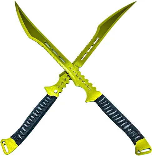 Miniatura 5 de Juego de 2 espadas ninja de 27 pulgadas, cuchillas de acero inoxidable con vaina/magnética