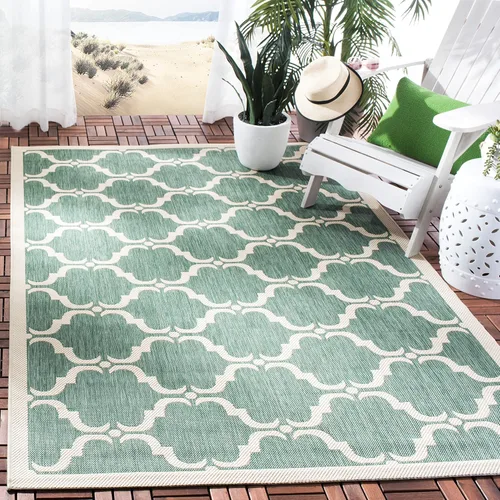 Miniatura 34 de SAFAVIEH Alfombra lavable al aire libre Courtyard Collection - 9 x 12 pies, beige y terracota, no desprende pelusa y fácil limpieza, ideal