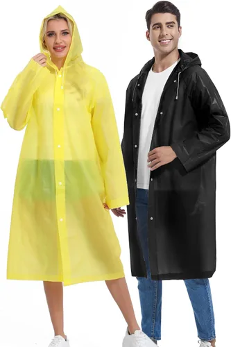 Miniatura 137 de 2 abrigos de lluvia de Borogo para adultos, chaquetas de lluvia reutilizables para hombres y mujeres