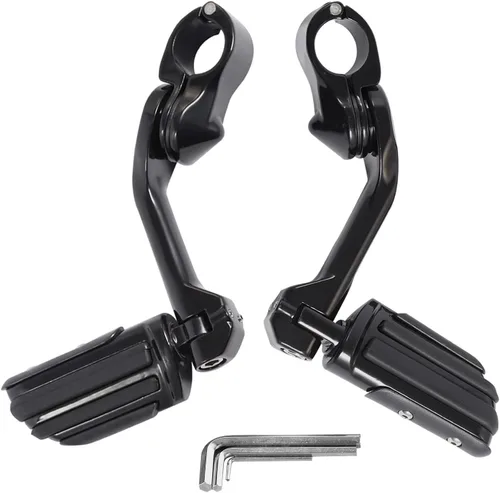 Miniatura 29 de TCT-MOTORPARTS Estriberas negras de 1/4 de pulgada y 1.25 pulgadas, estriberas ajustables para motocicleta en ángulo largo para Harley Touring Road