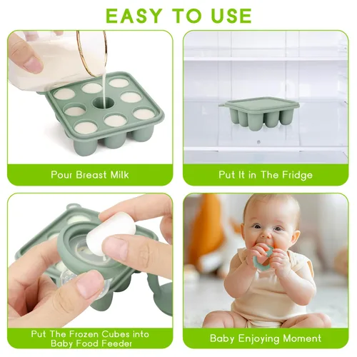 Miniatura 6 de Socub Alimentador de frutas de silicona para bebés y bandeja para congelador, moldes de paletas de leche para aliviar la dentición del bebé, Arena