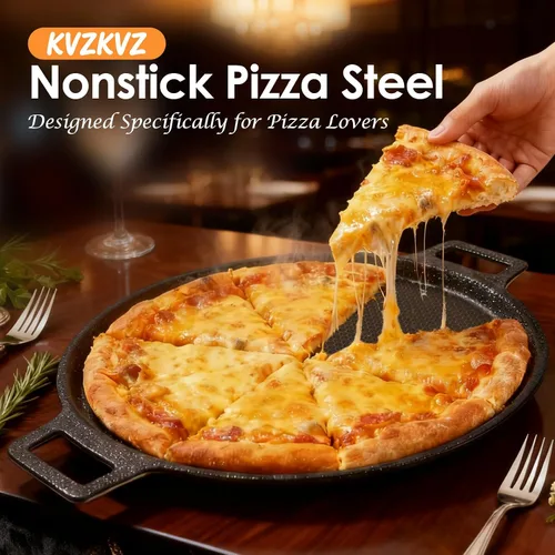 Miniatura 7 de Acero antiadherente para pizza grabado con láser, sartén para pizza de acero híbrido de 3 capas con núcleo de aluminio, mejor conductividad térmica