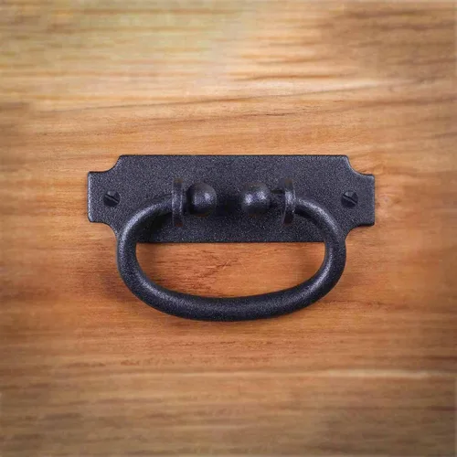 Miniatura 8 de Renovators Supply Manufacturing Tiradores de gabinete de 5.25 pulgadas de hierro forjado negro con anillo para cajones y herrajes de montaje