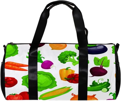 LEVEIS Fresh Healthy Vegetables Sports Duffel Bag Travel Tote Carry on Weekender Gym Overnight Bag for Men & Women