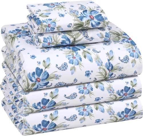 Miniatura 142 de RUVANTI Juego de sábanas divididas tamaño King de 100 % algodón para cama ajustable, 5 piezas, ropa de cama de tejido de percal suave y Guisante