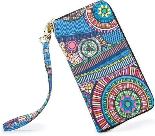 Miniatura 222 de Cartera de mano para mujer, estilo bohemio, con RFID, elegante, espaciosa con correa para viajes, capacidad para tarjetas, teléfono, dinero