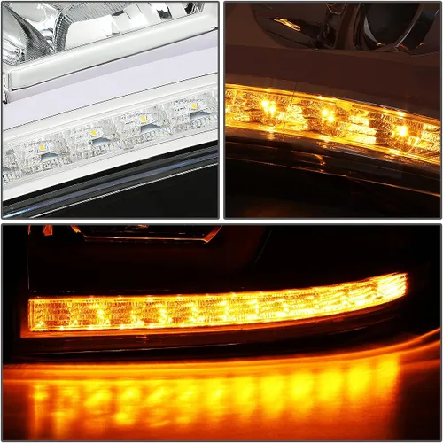 Miniatura 14 de DNA MOTORING HL-HPL-RM06-G-CH-AM LED U-Bar DRL Faros de señal de giro perseguidores compatibles con Dodge Ram 1500 06-08/Dodge Ram 2500 3500 06-09