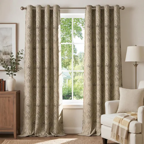 Miniatura 51 de jinchan Cortinas opacas de 72 pulgadas de largo, 2 paneles de medallón de damasco azul, cortinas de ventana para dormitorio, con ojales, aislamiento