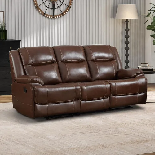 Miniatura 9 de EBELLO Genuine Leather Recliner Manual Chair for Living Room, 1 Seater Reclining Sofa Chair with Headrest and Armrest, Modern Durable Home Furniture
