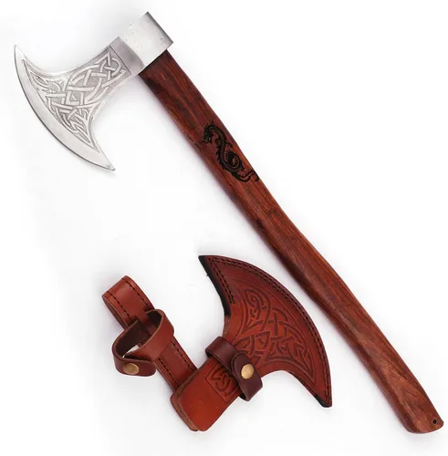 Armory Replicas™ Dragon Slayer - Hacha de batalla vikinga – Hacha de decapitación de acero al carbono de 23 pulgadas con diseño de nudo, opciones de