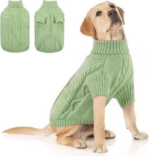 Miniatura 36 de Queenmore - Suéter de punto trenzado con cuello alto para perros pequeños, para climas fríos, para chihuahua, bulldog, teckel, carlino y yorkie, XS