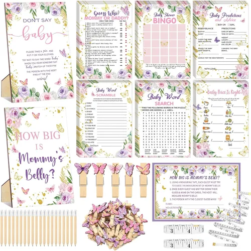 Miniatura 18 de Funnymoom 426 Piezas Juego de Juegos para Baby Shower de Papel Kraft - 8 Juegos, Incluye Bingo de Baby Shower, El Precio Correcto, Adivina Quién