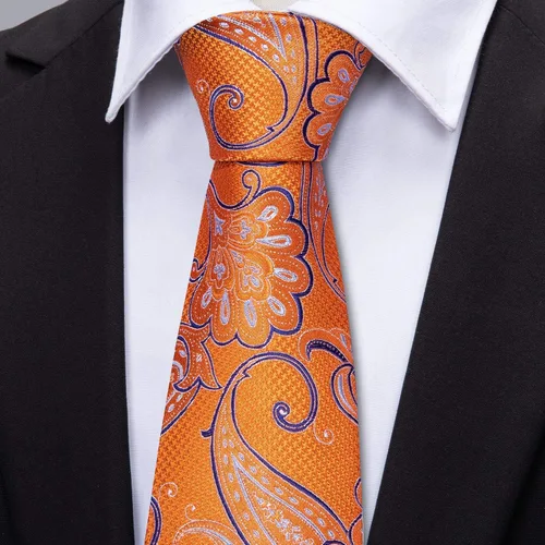Miniatura 235 de Barry.Wang - Juego de corbata de seda para hombre, diseño de cachemira, pañuelo y gemelos de bolsillo