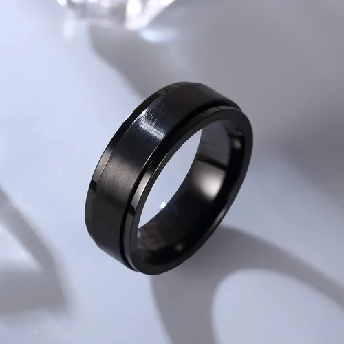 Miniatura 2 de Anillo giratorio giratorio de acero inoxidable 316L de 0.316 pulgadas para hombres y mujeres, cadena para aliviar la ansiedad, llave griega, runas