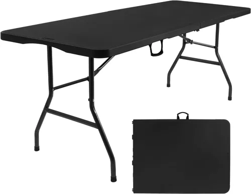 Miniatura 10 de Byliable Mesa plegable de 1,2 m portátil de plástico resistente plegable por la mitad mesa de uso múltiple pequeña para interiores y exteriores
