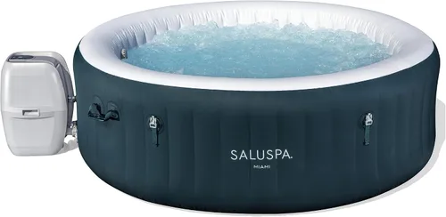 Miniatura 11 de Bestway SaluSpa Miami - Bañera de hidromasaje inflable para 2 a 4 personas, spa portátil de bajo consumo redondo para exteriores con 120 AirJets, 71