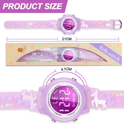 Miniatura 27 de Relojes LED impermeables para niños con alarma, juguetes para niños, regalos para niñas de 3 a 10 años