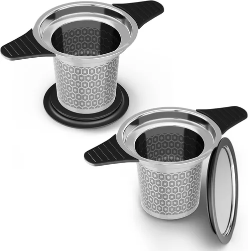 Miniatura 11 de Reinmoson Coladores y Filtros Grandes para Té Suelto de Una Taza, Infusores de Té de Malla Extra Fina de Acero Inoxidable 304 y Silicona de Grado