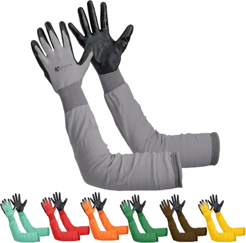 Miniatura 9 de Guantes de jardinería de manga larga para mujeres y hombres, guantes de jardín de puño largo, multiusos, resistentes para exteriores e interiores