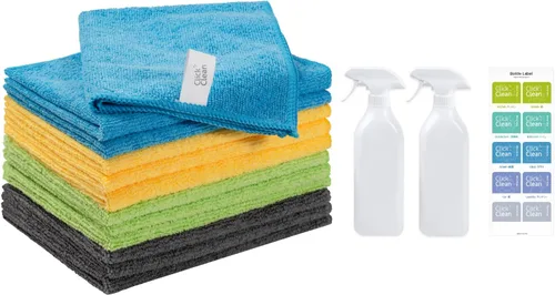 Miniatura 11 de CLICK CLEAN Paños de limpieza de microfibra, paquete de 24, tamaño 12 x 16 pulgadas, sin pelusas, sin rayas, toallas de limpieza reutilizables