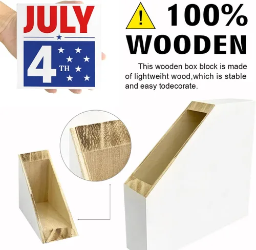 Miniatura 3 de LVQHI Decoración de madera del 4 de julio, Día de la Independencia, decoración de madera patriótica de granja para el hogar, dormitorio, oficina