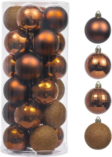 Valery Madelyn Juego de decoración para árbol de Navidad, 24 quilates de cobre bronce inastillable, adornos a granel, adornos colgantes de color