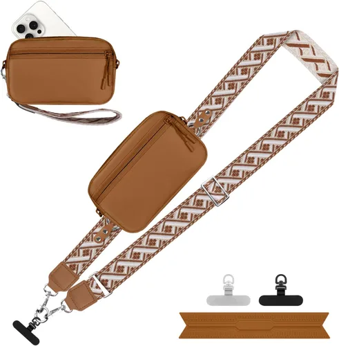 Miniatura 12 de YFWE Correa de clip and go para teléfono con cartera cruzada, cordón ajustable para teléfono con cartera RFID desmontable, correa universal