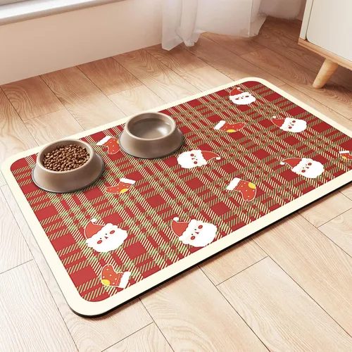 Miniatura 13 de Alfombrilla de alimentación para mascotas, mantel individual absorbente para tazón de comida y agua, con base de goma impermeable, de secado rápido