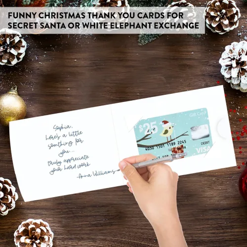 Miniatura 5 de Andaz Press Divertido surtido de portatarjetas de regalo de Navidad, 4.25 x 3 pulgadas para tarjetas de crédito de Papá Noel secreto, elefante