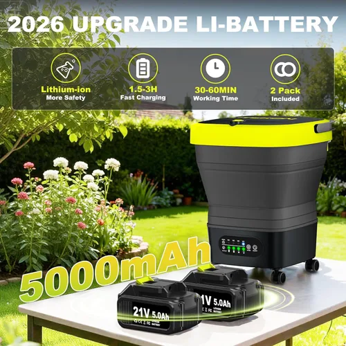 Miniatura 3 de LITEKON Lavadora a Presión Portátil Inalámbrica, Máx 750PSI, Batería 2x5.0Ah, Eléctrica de 4 Presión Ajustable con Tanque de 4.5Gal, Manguera