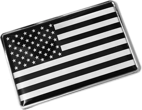 PTDecals 1 PIEZA Metal 3D Emblema de Bandera de Estados Unidos en Negro y Blanco Adhesivo para Vehículo Coche Auto Paragolpes Delanteros, Ventana