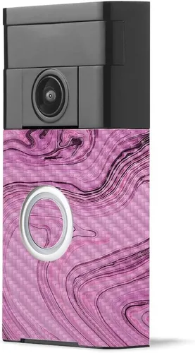 Miniatura 9 de MightySkins - Piel de fibra de carbono para timbre de video con anillo – Madera abstracta Acabado de fibra de carbono texturizado protector