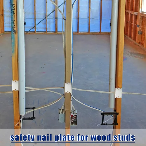 Miniatura 5 de Dunzy 50 placas de uñas para tachuelas de madera, protector de alambre de cable de 1.5 x 2.5 pulgadas con puntas puntiagudas, placas de seguridad