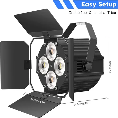 Miniatura 7 de Luces de escenario con puertas de granero, luces LED par con focos COB blancos cálidos y fríos, luz de par profesional con activación por sonido